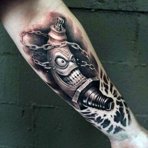 70 Zündkerze Tattoo Designs für Männer - Cool Combustion Ink - Mann