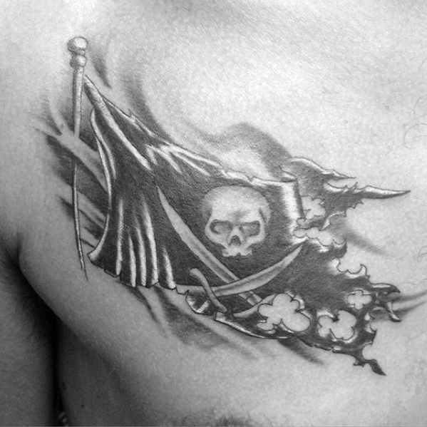 40 Piraten Flagge Tattoo-Designs für Männer - Jolly Roger Ink Ideen  