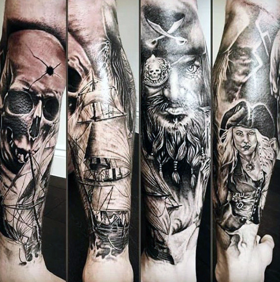 50 Piraten Tattoos für Männer - Arrr, Schiffe und Augenklappen  