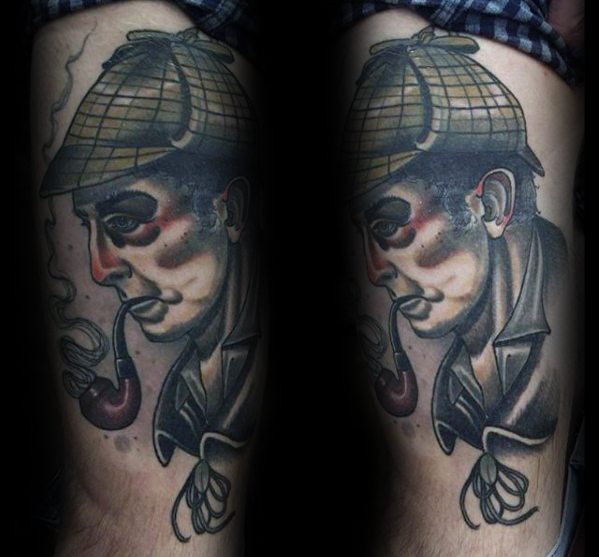 50 Sherlock Holmes Tattoo Designs für Männer - Detektiv-Ideen  