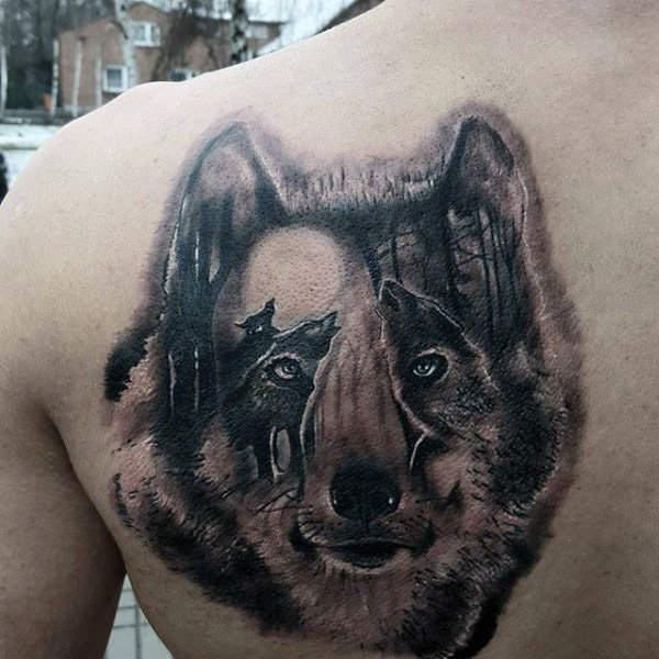 40 Wolf zurück Tattoo Designs für Männer - heftige Tinte Ideen  
