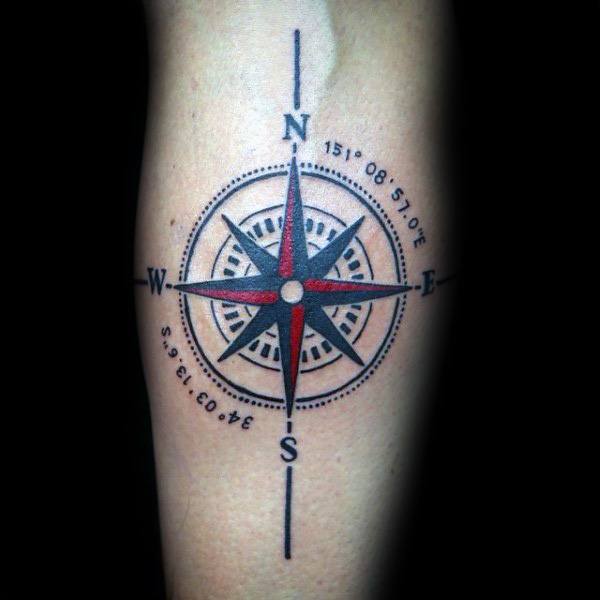 50 Koordinate Tattoo Ideen für Männer - Geographische Wahrzeichen Designs  