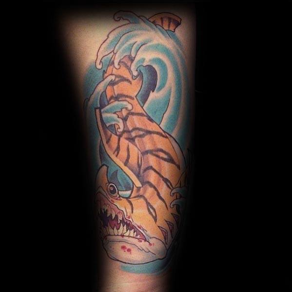 50 Tiger Shark Tattoo Designs für Männer - Sea Tiger Ink Ideen  