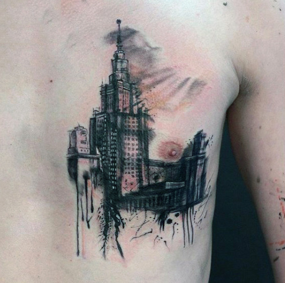 90 Building Tattoos für Männer - Architektur Ink Design-Ideen  