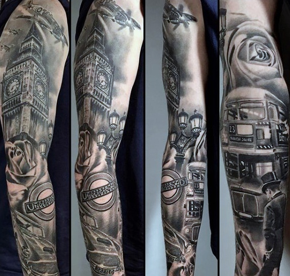 50 Big Ben Tattoo Designs für Männer - Clock Ink Ideen  