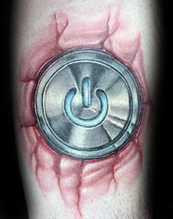 20 Power Symbol Tattoo Designs für Männer - Computer-Taste Ideen  