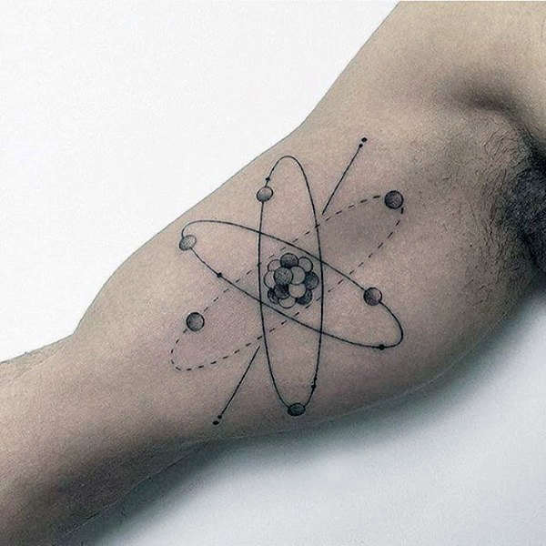 40 Atom Tattoo Designs für Männer - chemische Element Tinte Ideen  