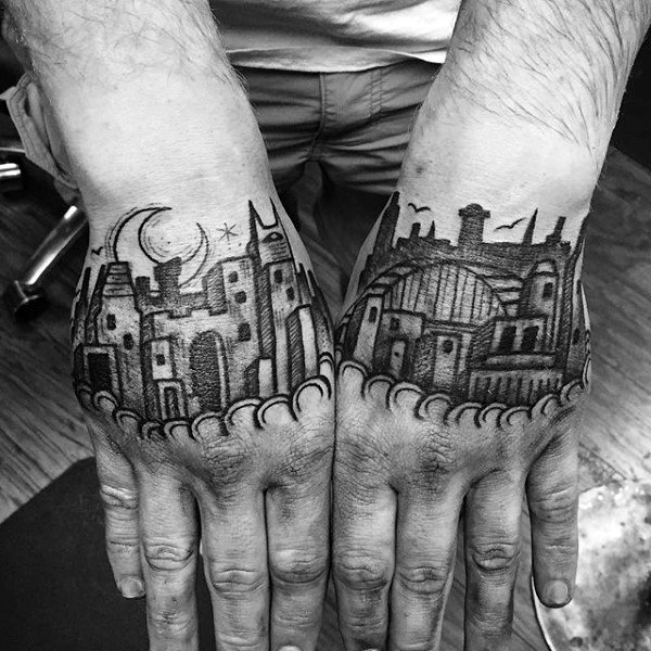 90 Building Tattoos für Männer - Architektur Ink Design-Ideen  