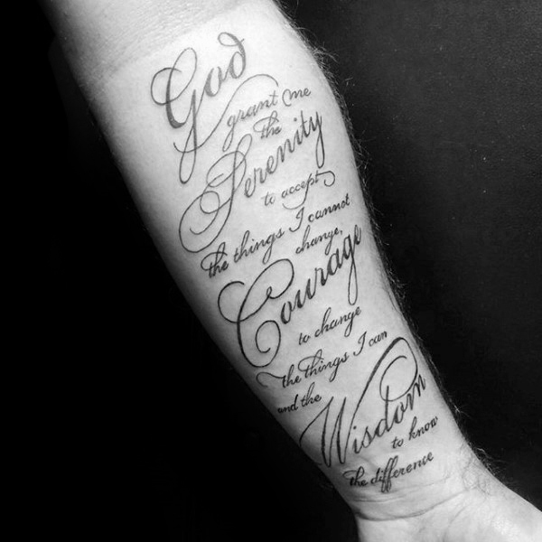 50 Serenity Prayer Tattoo Designs für Männer - Emporhebende Ideen  