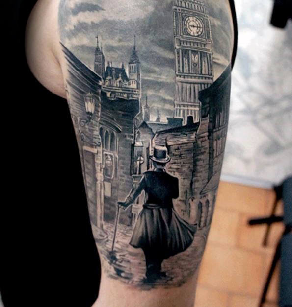 90 Building Tattoos für Männer - Architektur Ink Design-Ideen  