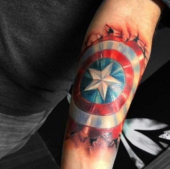 70 Captain America Tattoo Designs für Männer - Superhelden-Tinte Ideen  