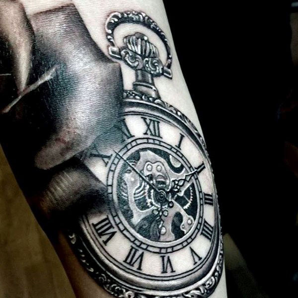 colored timepiece tattoo