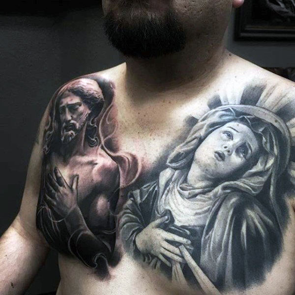 100 Jungfrau Maria Tattoos für Männer - religiöse Design-Ideen  