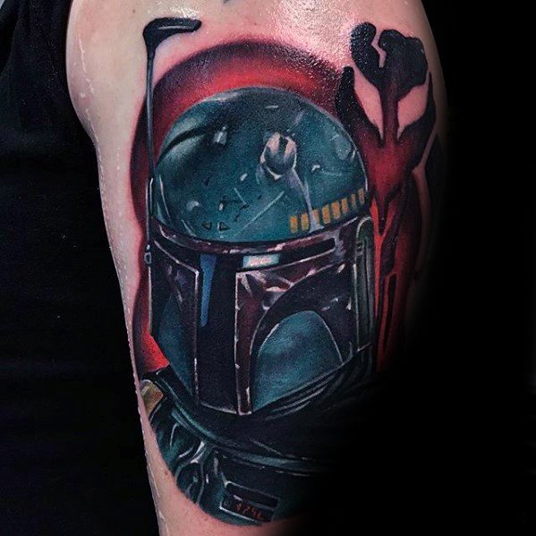 40 Mandalorian Tattoo Designs für Männer - Star Wars Ink Ideen  