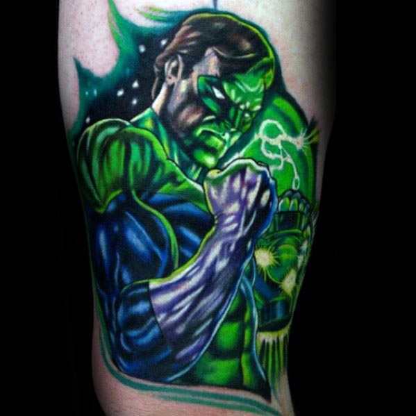 40 Green Lantern Tattoo Designs für Männer - Superhelden-Ideen  
