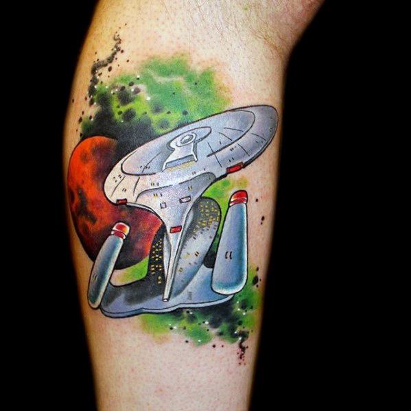 50 Star Trek Tattoo Designs für Männer - Science Fiction-Tinten-Ideen  