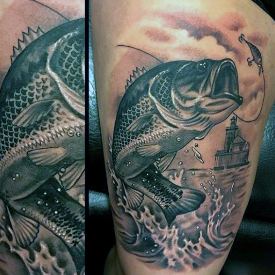 75 Bass Tattoo Designs für Männer - Sea-Verkleidung Tinte Ideen  