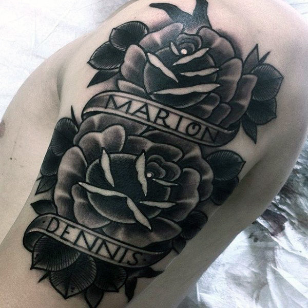 50 traditionelle Rose Tattoo Designs für Männer - Blumen-Tinte-Ideen  