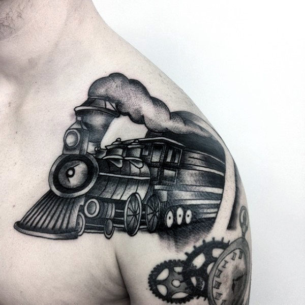 70 Zug Tattoos für Männer - männliche Eisenbahn-Designs  