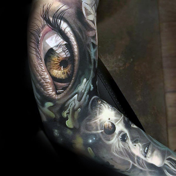 50 realistische Augen Tattoo Designs für Männer - visionäre Tinte Ideen  