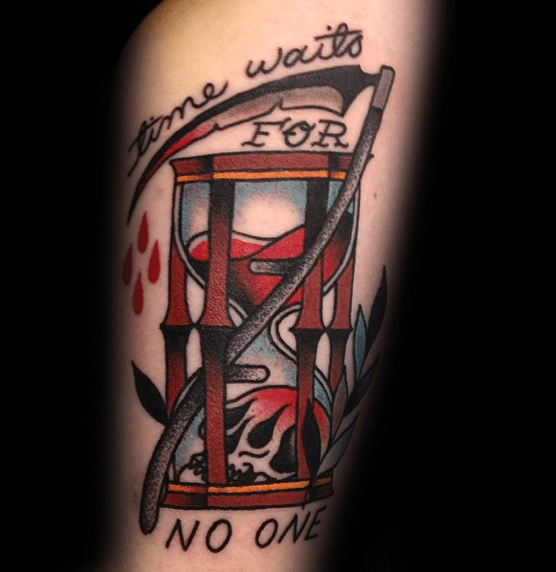 40 Zeit wartet für keinen Mann Tattoo Designs für Männer - zitieren Sie Tinte Ideen  