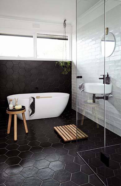 Top 60 besten schwarzen Badezimmer Ideen - Dark Interior Designs  