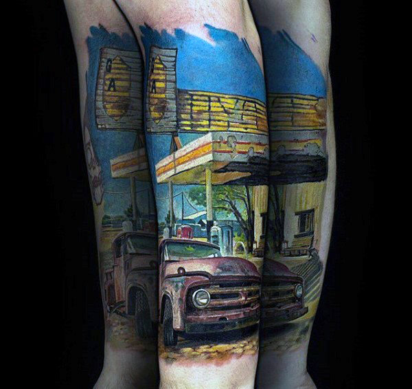 60 Truck Tattoos für Männer - Vintage und Big Rig Ink Design-Ideen  