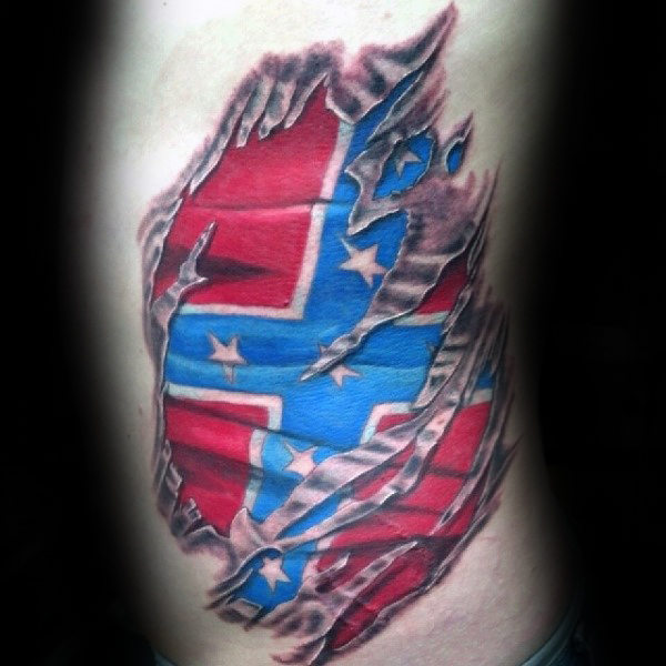 30 Rebel Flag Tattoos für Männer - American Revelry Design-Ideen  