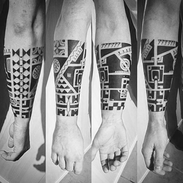 40 polynesischen Unterarm Tattoo-Designs für Männer - männliche Stammes-Ideen  