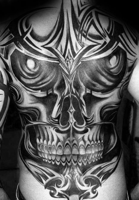 50 Tribal Skull Tattoos für Männer - Maskulin Design-Ideen  