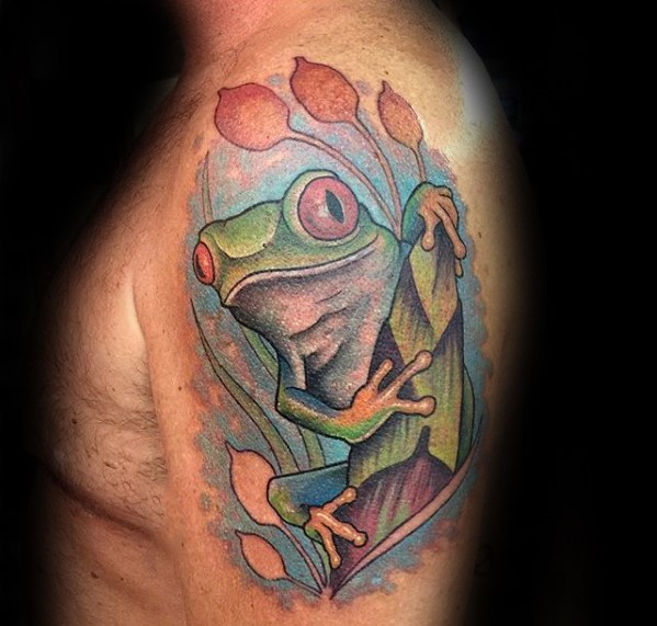 50 Laubfrosch Tattoo Designs für Männer - Amphibientinte Ideen  