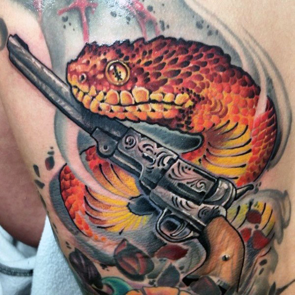 80 Pistol Tattoos für Männer - Manly Sidearm Designs  