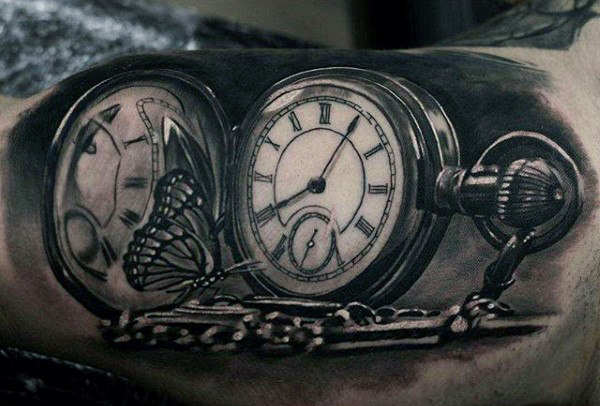 100 Taschenuhr Tattoo Designs für Männer - Cool Ink Timepieces  