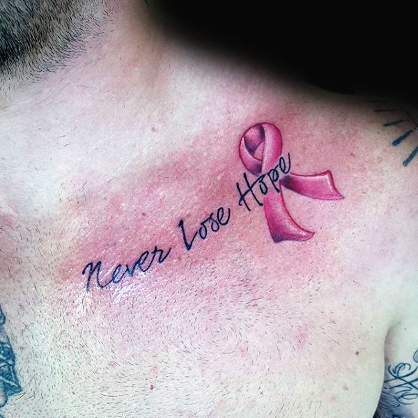 70 Cancer Ribbon Tattoos für Männer - unterstützende Design-Ideen  