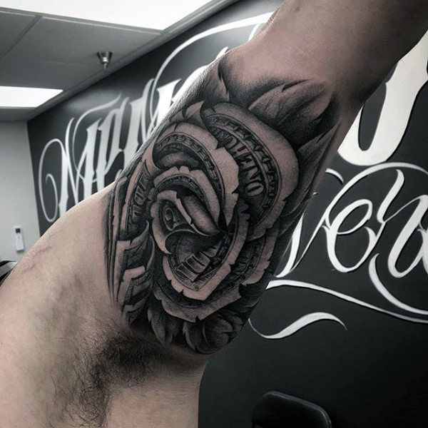 80 Geld Rose Tattoo Designs für Männer - Coole Währung Tinte  