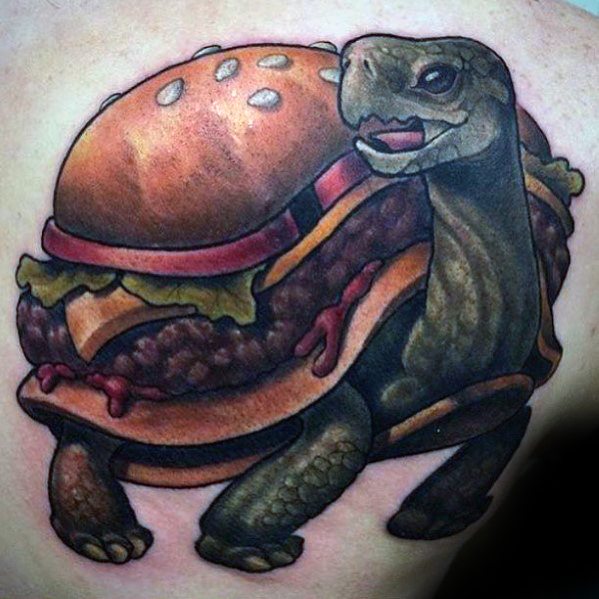 40 Cheeseburger Tattoo Designs für Männer - Food Ink Ideen  