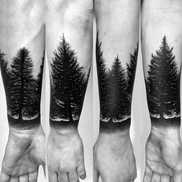 50 Tree Line Tattoo Design-Ideen für Männer - Timberline Ink  