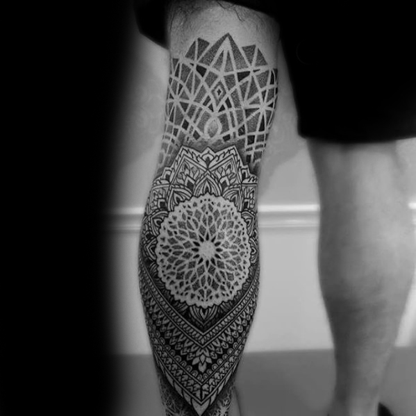 50 geometrische Bein Tattoos für Männer - Maskuline Design-Ideen  