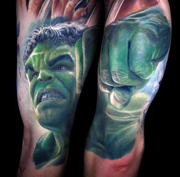100 unglaubliche Hulk Tattoos für Männer - galante grüne Design-Ideen  