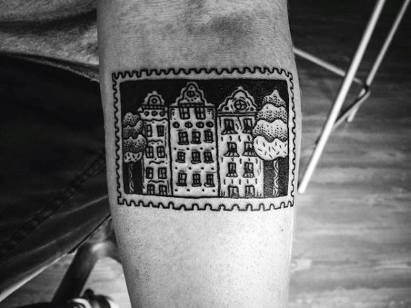 20 Briefmarke Tattoo Designs für Männer - Traveler Ink Ideen  