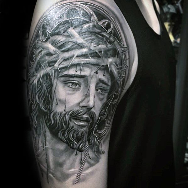 60 3D Jesus Tattoo Designs für Männer - religiöse Tinte Ideen  