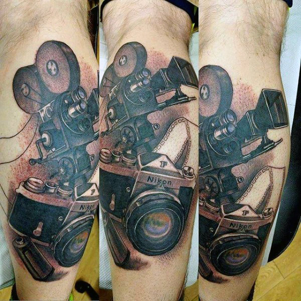80 Kamera Tattoo Designs für Männer - Fotografie-Tinten-Ideen  