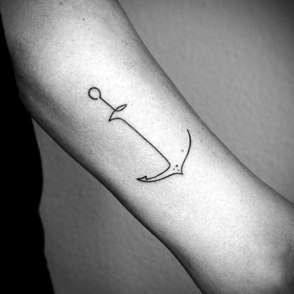 50 einfache Anker Tattoos für Männer - nautische Tinte Design-Ideen  