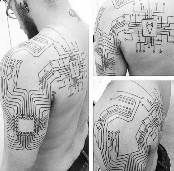 50 Computer Tattoo Designs für Männer - Technologie Tinte Ideen  