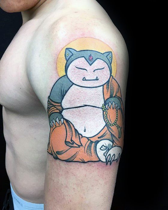 30 Snorlax Tattoo Designs für Männer - Pokemon Ink Ideen  