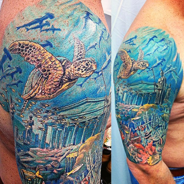 50 Korallenriff Tattoo-Designs für Männer - Aquatic Ink Mastery  