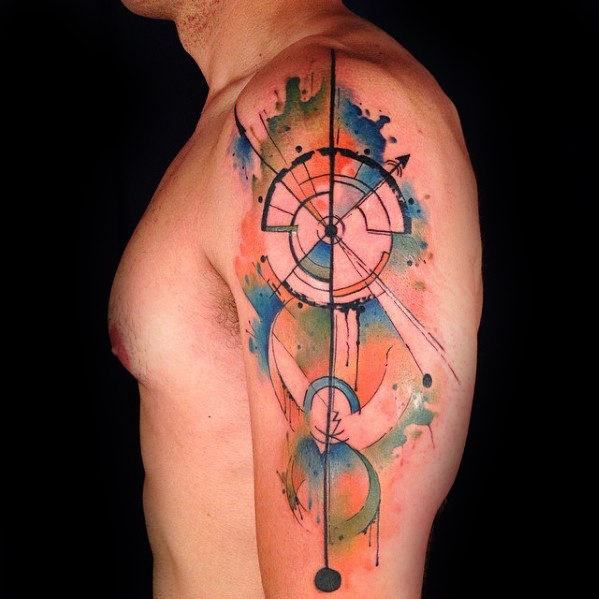 40 Aquarell Kompass Tattoo Designs für Männer - coole Ideen  