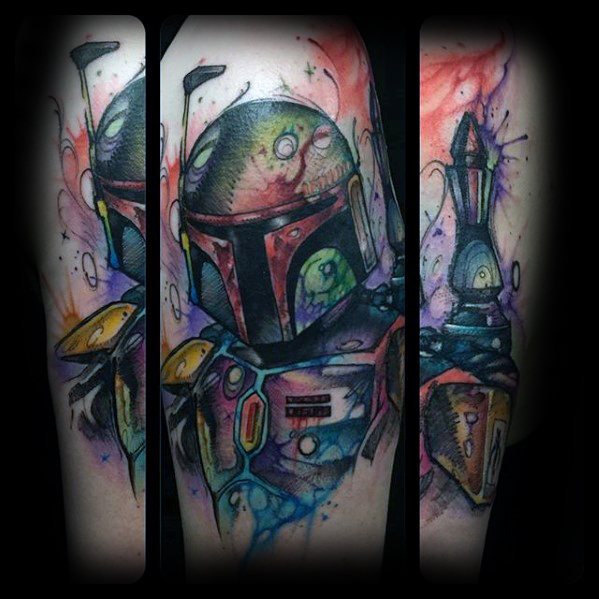 40 Mandalorian Tattoo Designs für Männer - Star Wars Ink Ideen  