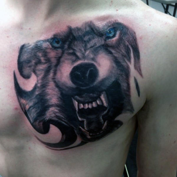 60 Wolf Brust Tattoo Designs für Männer - Manly Ink Ideen  