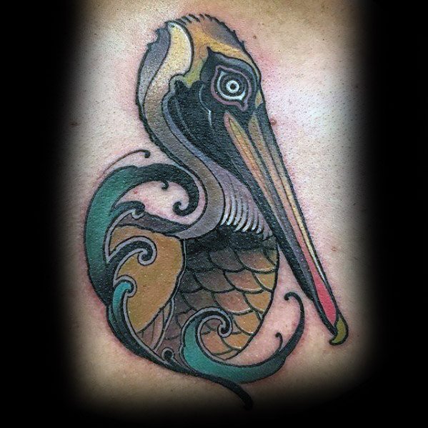 50 Pelikan Tattoos für Männer - Wasservogel Design-Ideen  